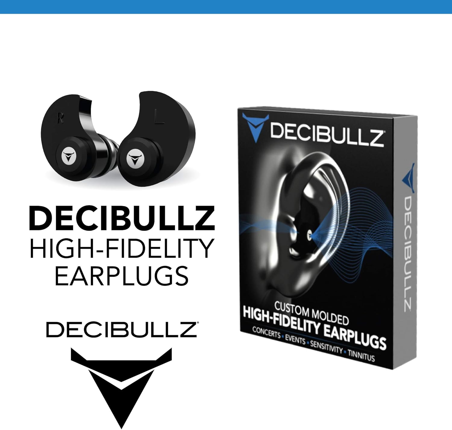 Decibullz - Custom Molded High Fidelity Earplugs - Hearing Protection for Musicians, Concertgoers, and Sensory Disabled - Black: Health & Personal Care