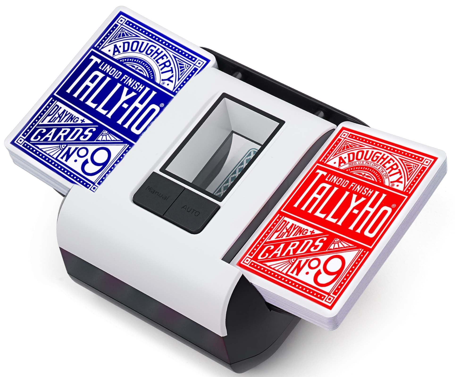 Automatic Card Shuffler Machine for 1-2 Decks - Electric Poker Card Shuffler with One-Press AUTO & Manual Mode | Rechargeable 2000mAh Battery, USB-C Charging | Low Noise for Blackjack, UNO, Skip-Bo