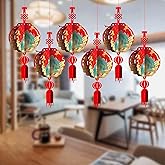 Paper Lantern for Chinese New Year Decoration - 6Pcs Pendant Red Lantern for Spring Festival and Lantern Festival, Decor for China Town, Restaurant, Home, Office, Store, Shopping Mall (A)
