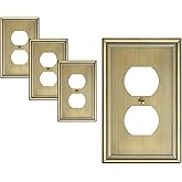 TREEWELL 4-Pack Duplex Outlet Covers, Decorative Wall Plates for Electrical Outlets, Antique Brass Switch Plates and Outlet Covers, Durable Zinc Alloy Receptacle Cover, Corrosion Resistant