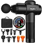 TOLOCO Massage Gun, Deep Tissue Back Massage for Athletes for Pain Relief, Percussion Massager with 10 Massages Heads & Silen