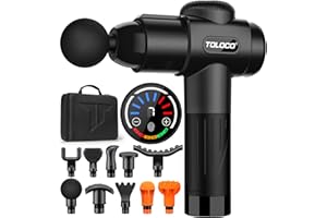 TOLOCO Massage Gun, Deep Tissue Back Massage for Athletes for Pain Relief, Percussion Massager with 10 Massages Heads & Silen