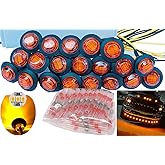 20pcs New Generation 3/4 3Led marker lights trailer side marker lights amber Clearance Lamp Small Round Amber LED Side Marker
