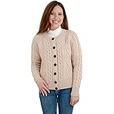 SAOL Irish Ladies Wool Cardigan Sweater Cable Knit Made in Ireland