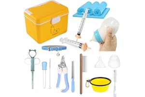CHPPEY 21 pcs Nursing Kit for Puppy and Kitten - Nipples for Feeding, Professional Kitten Feeding Syringes, Accessories with Bottle, Feeding Bowls, Pill Plunger Popper, Gifts for Dog and cat