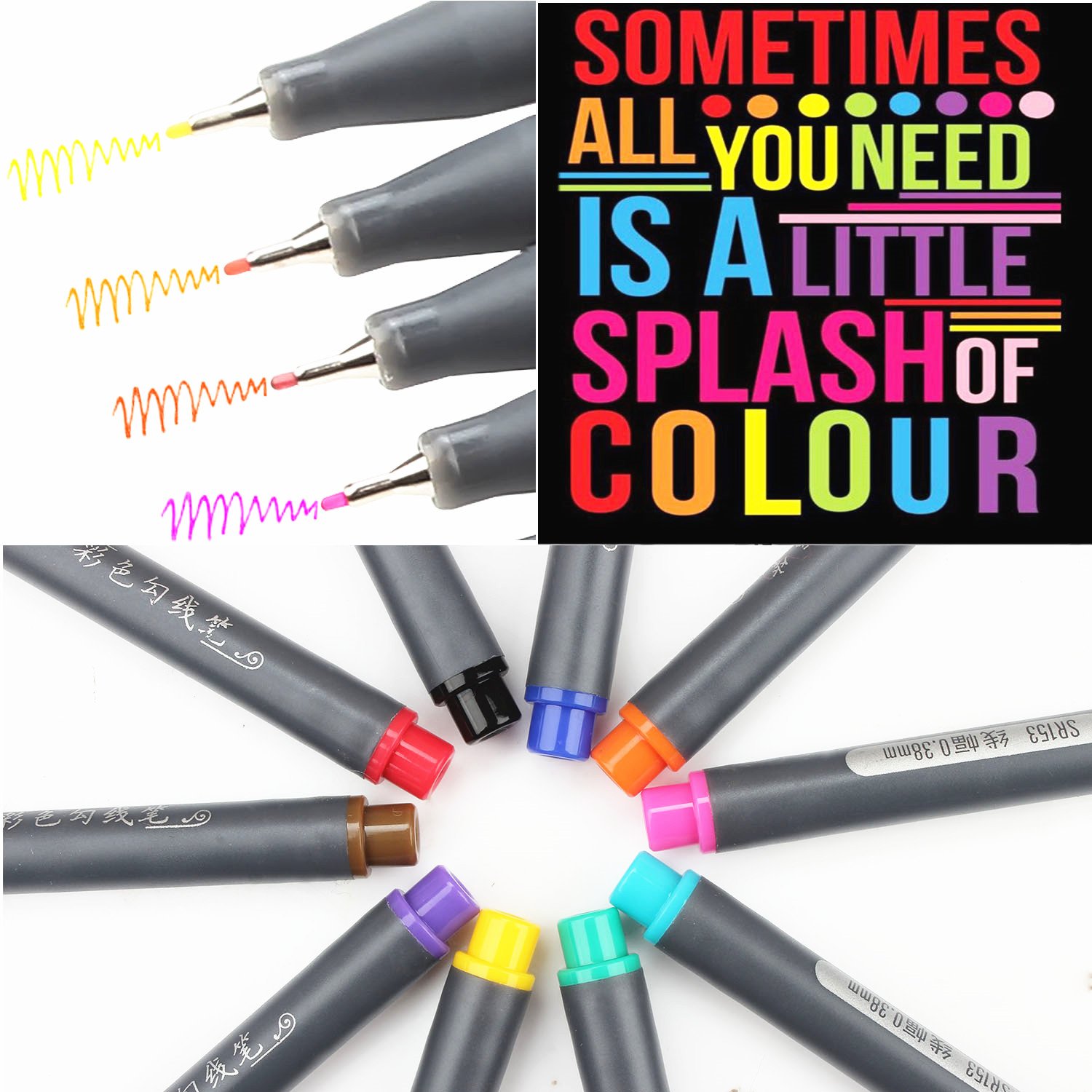 Taotree Fineliner Pens Coloured Set Fine Point 0.38mm in 10 Assorted Colours No Duplicates for Bullet Journal Artists Fine-Ink Drawings and Adult Colouring Books (10 Fineliner Pens)