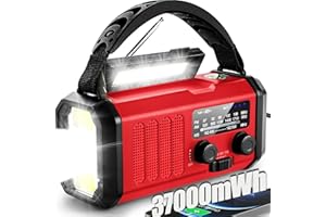 QAUYYW Emergency Weather Radio,37000mWh Portable NOAA/AM/FM Crank Radio, Reading Light, Solar Radio, SOS Emergency Flashlight, Multiple Power Sources,for Hurricanes and Emergencies
