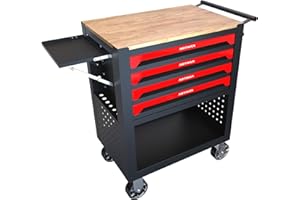 Campfun 4 Drawers Tool Box with Wheels, Rolling Tool Chest Rolling Tool Cart with Drawers, Multifunction Tool Box for Mechanic Tool Cart, Tool Box Organizers and Storage for Garage, Red