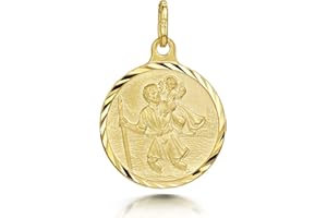 Amberta 925 Sterling Silver - Pendant with St Christopher Engraving - Protection Medallion for Men and Women - Coin for Trave