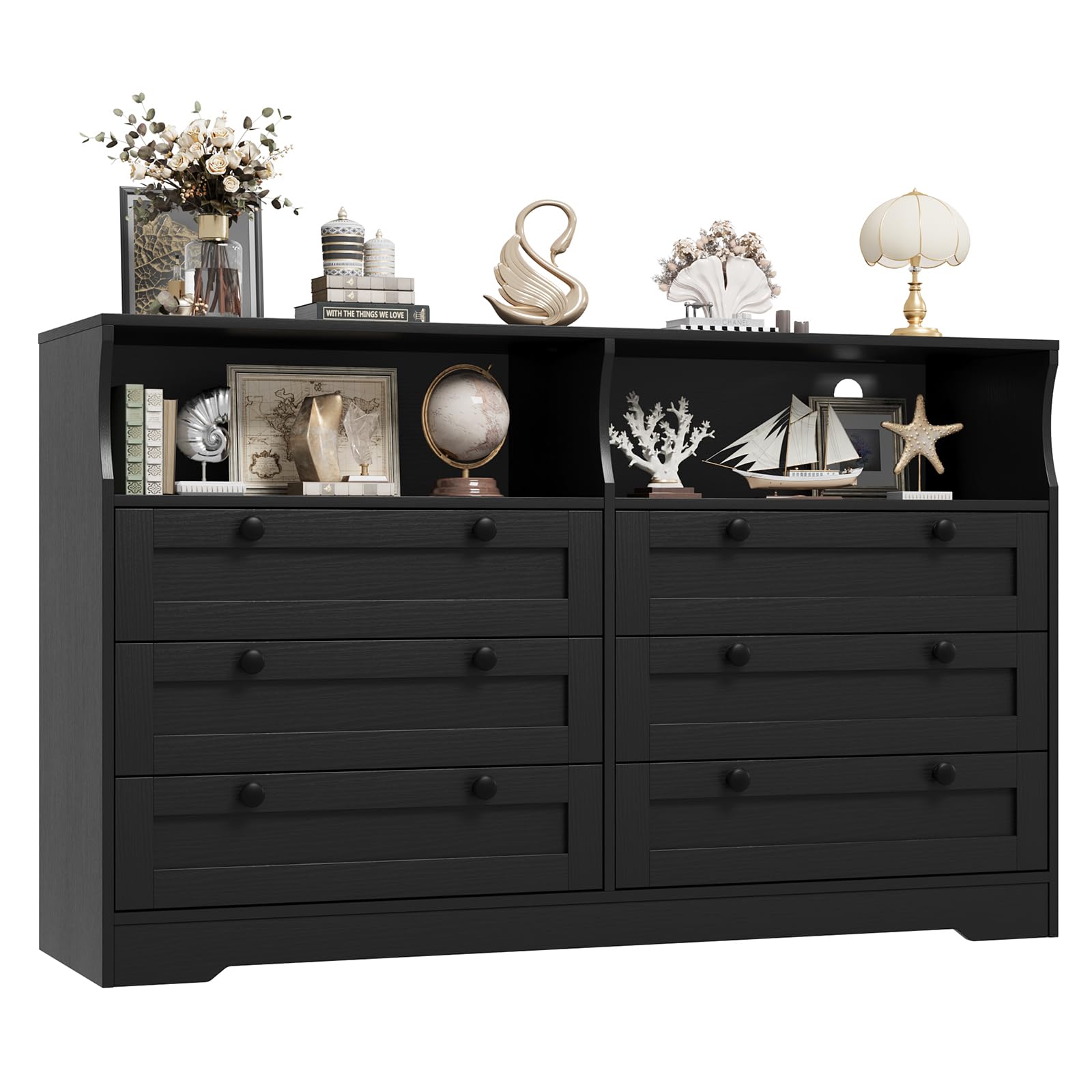Photo 1 of ***FINAL SALE/NO RETURN, VIEW NOTES*** Garvee 6 Drawer Dresser for Bedroom, with RGB LED Lights & Power Outlet, 55" Wide Chests of Drawers Dresser TV Stand for 55 Inch TV, for Closet, Living Room, Entryway
