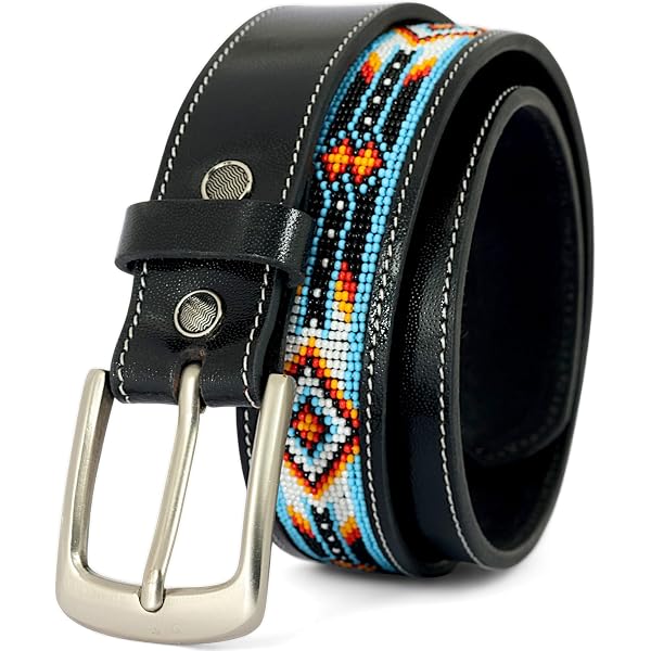 Beaded Genuine Leather Western Belt for Men & Women  display picture 1