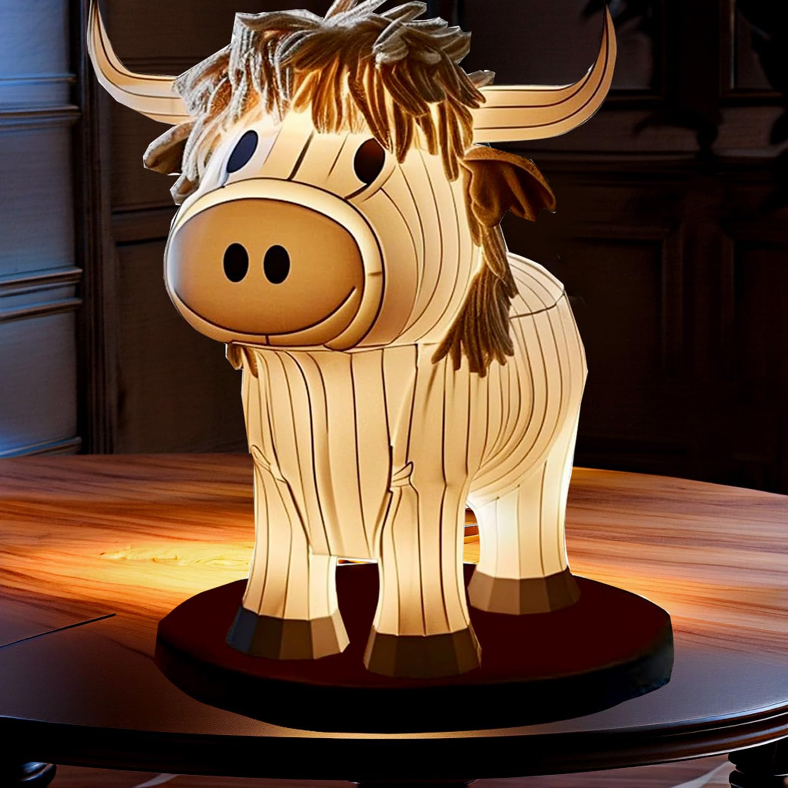 Rehenbsem Farmhouse Cow Night Light, Cute Animal Table Lamp with USB A C Ports, Resin Cow Bedside Lamp for Bedroom, Office, Home