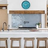 jomparis Modern 30cm Silent Turquoise Wall Clock Quartz Sweep Teal White Frame view 2