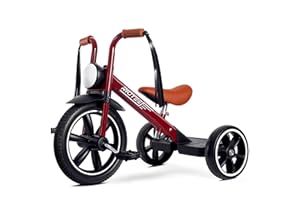RIDYEE Toddler Tricycle for 2 to 5 Years, Tricycle for 3 Years with Front Light, Rubber Front Wheel, Soft Handlebar with Streamers, Adjustable Seat, Red