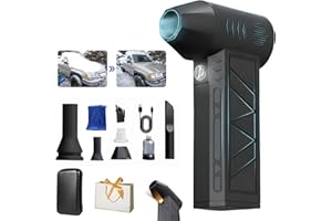 Mini Turbo Snow Blower, Car Snow Blower with LED, 3-Speed Handheld Electric Portable Mini Turbo Snowblower with Vacuum Kit, F