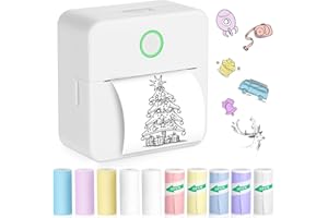 ST-CARE Mini Pocket Bluetooth Printer-Portable Thermal Printer with 10 Roll Papers for Journal/DIY Scrapbook/Travel/Notes/Lists/Label/Memo, Receipt Printer for Children Women Gifts Kids Christmas