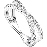 IMOLOVE Moissanite Eternity Ring, Criss Cross Wedding Bands for Women - Sterling Silver Stackable Rings Size 4-11
