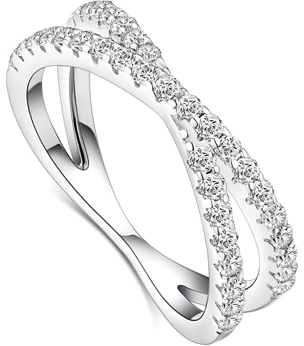 Amazon.com: PORI JEWELERS Sterling Silver X Ring Simulated Diamond