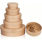 TEHAUX 5pcs Round Paper Mache Box, Nesting Gift Boxes with Lids, 5 Sizes Blank Cardboard Craft Boxes for Decoupaging Painting Crafting Storing Jewelry Treasure