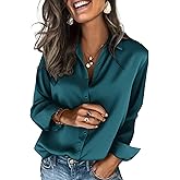 Zeagoo Satin Blouses for Women Silk Button Down Shirts Long Sleeve Business Casual Tops