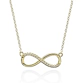 namana Silver Infinity Necklace for Women, Silver, Gold or Rose Gold Necklace in 925 Sterling Silver with Cubic Zirconia Stones, 925 Sterling Silver Infinity Pendant Necklace for Women