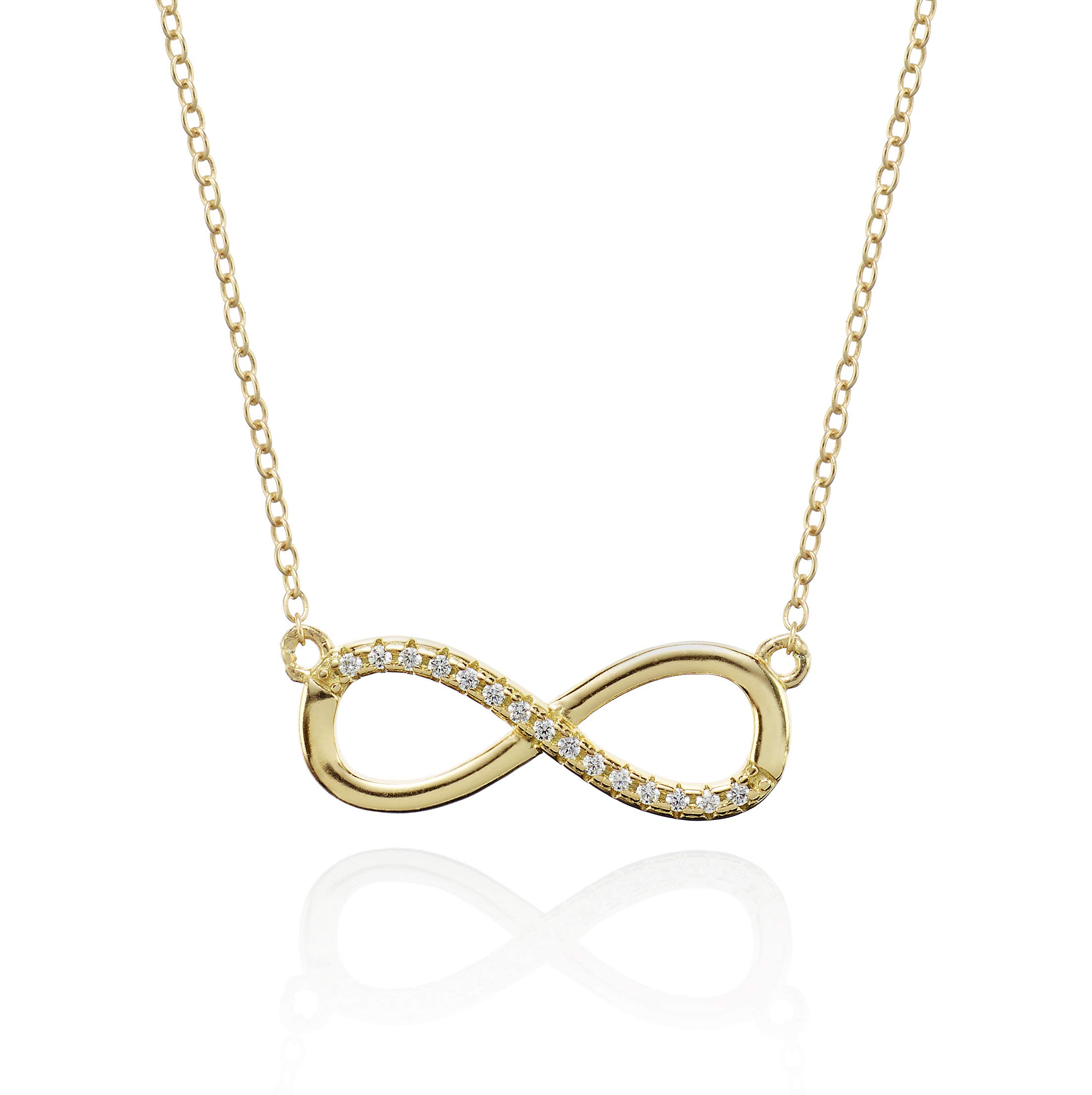 namana Gold Infinity Necklace With Cubic Zirconia for Women and Teen Girls - Elegant Chain Jewellery Gift