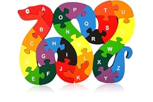 LovesTown Montessori Wooden Alphabet Puzzle for Toddlers, Snake ABC Learning Toys for Kids, Educational Preschool Jigsaw Puzzle for Early Childhood Development, Ideal Gift for Boys and Girls