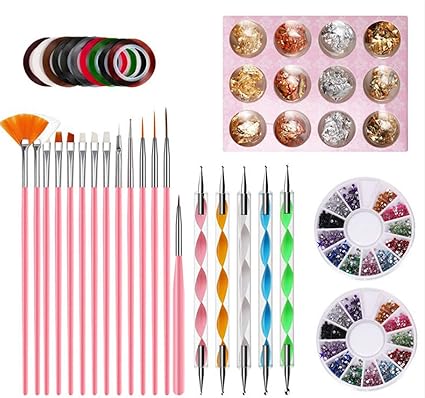 Amazon Co Jp Amandakasa ジェルネイルキット マニキュアセット ネイルアートドットペン ラインストーンネイルファイル ダストクリーニングブラシ ホームネイル サロン用ネイルアートツール ブラシ ダイヤモンド 2 コイル 10色 金箔紙 4色 パソコン 周辺機器