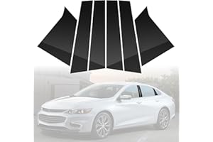 BASIKER Fit for 2016 to 2021 Chev.y Malibu Pillar Post Trim Kit, Door Window B Pillar Glossy Black Cover, Strong Toughness PC Material, Door Pillar Moldings Stickers Set