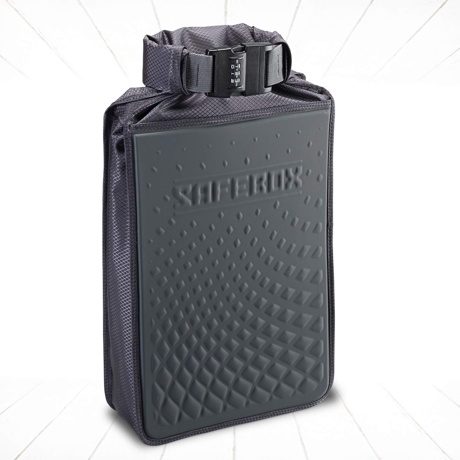 Safebox Portable Safe with Anti Theft Combination Lock and Slash Resistant Material to Protect Wallet, iPhone and Valuables at the Beach, Pool, Camping + Hotel, Large