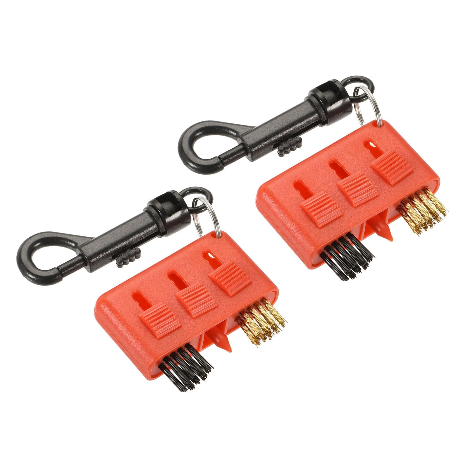 M METERXITY 2 Pack Golf Club Brush - Golf Club Groove Cleaner 3 in 1 Bristle Head Cleaning Tools with Clip, Retractable, Apply to Outdoor (Red)