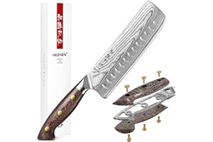 HEZHEN Nakiri Knife,7.4 Inches, 67 Layers Damascus Steel Japanese Vegetable Knife, Usuba Knife for Professional Chefs and Hom