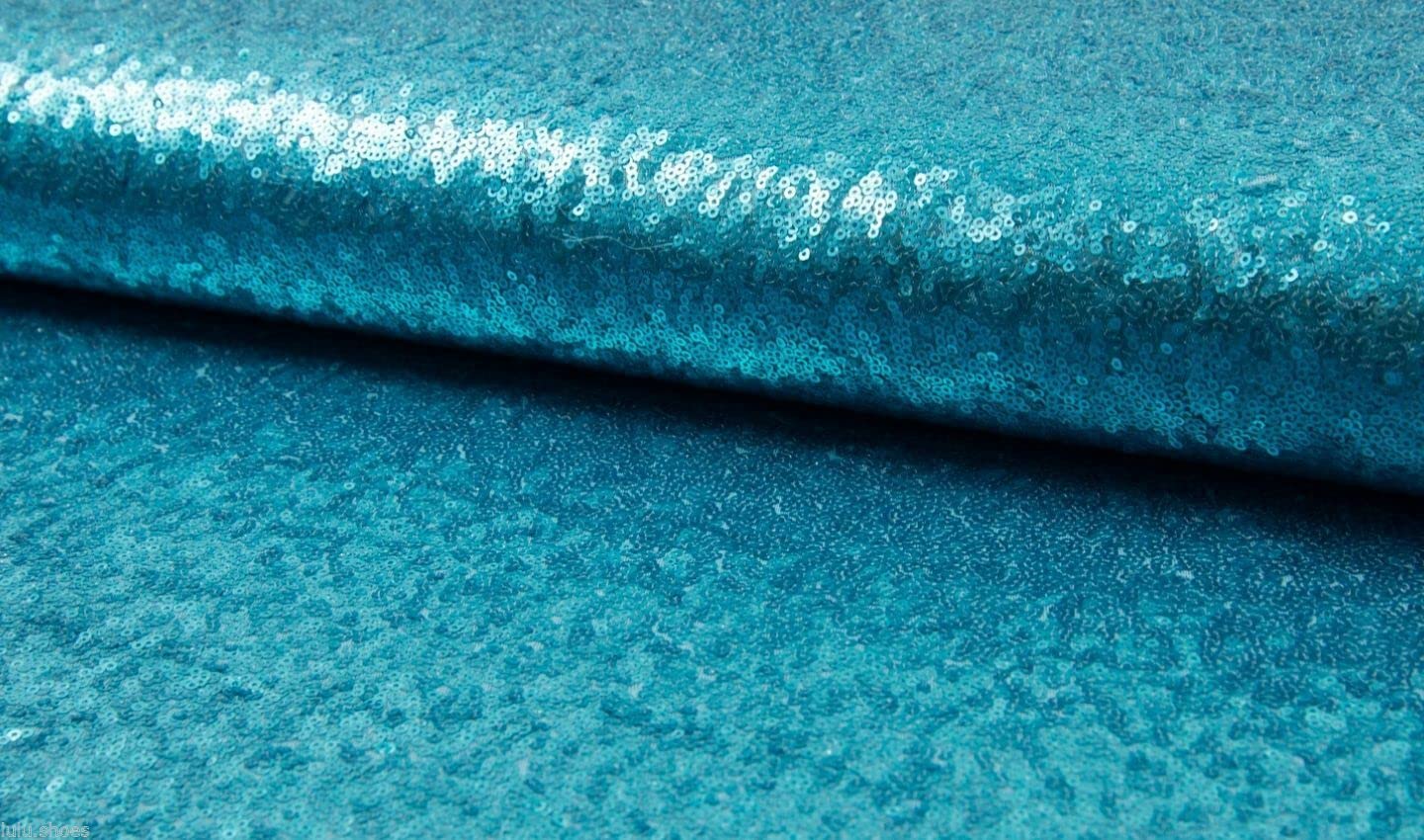3mm Sequins Fabric 2 Way Stretch Fish Scales Multicoloured Material for Carnival Crafts - 130cm Wide (1 METRE, Aqua)