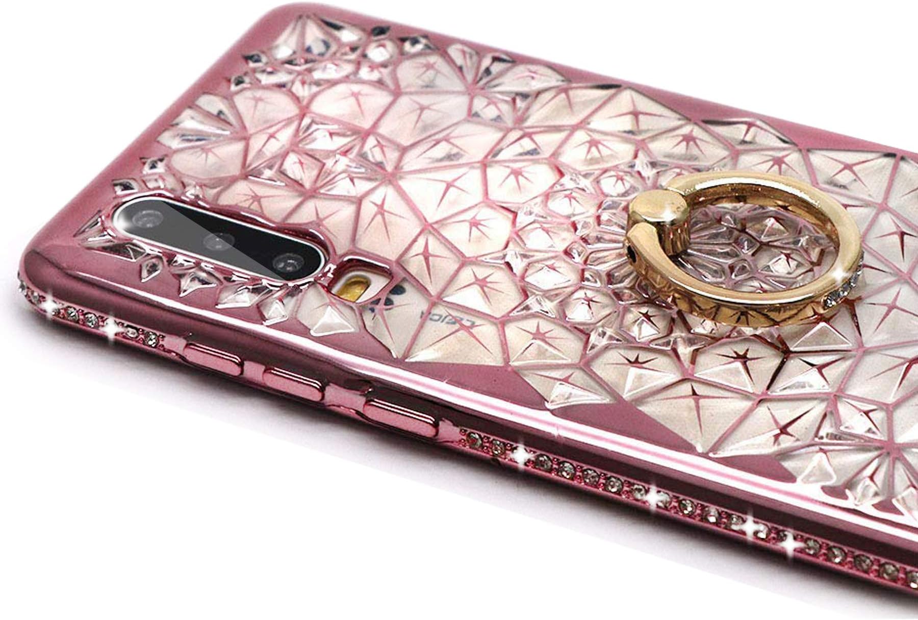 stilluxy Huwai p30 Case Glitter 3D Diamond Compatible with Huawei P 30 Cover Luxury Phone Cases with Finger Ring Holder Kickstand Huawie Uawei 30P Bumper Bling Sparkly Skin 2019 (6.1 in (Rose Gold)