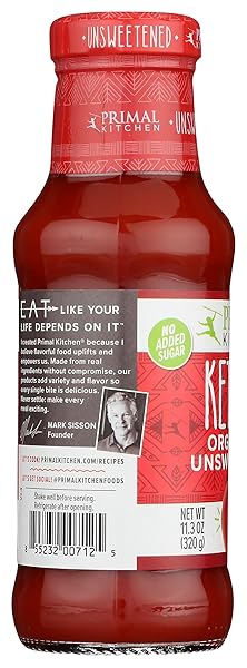 PRIMAL KITCHEN, ORGANIC UNSWEETENED KETCHUP, 11.3 OZ