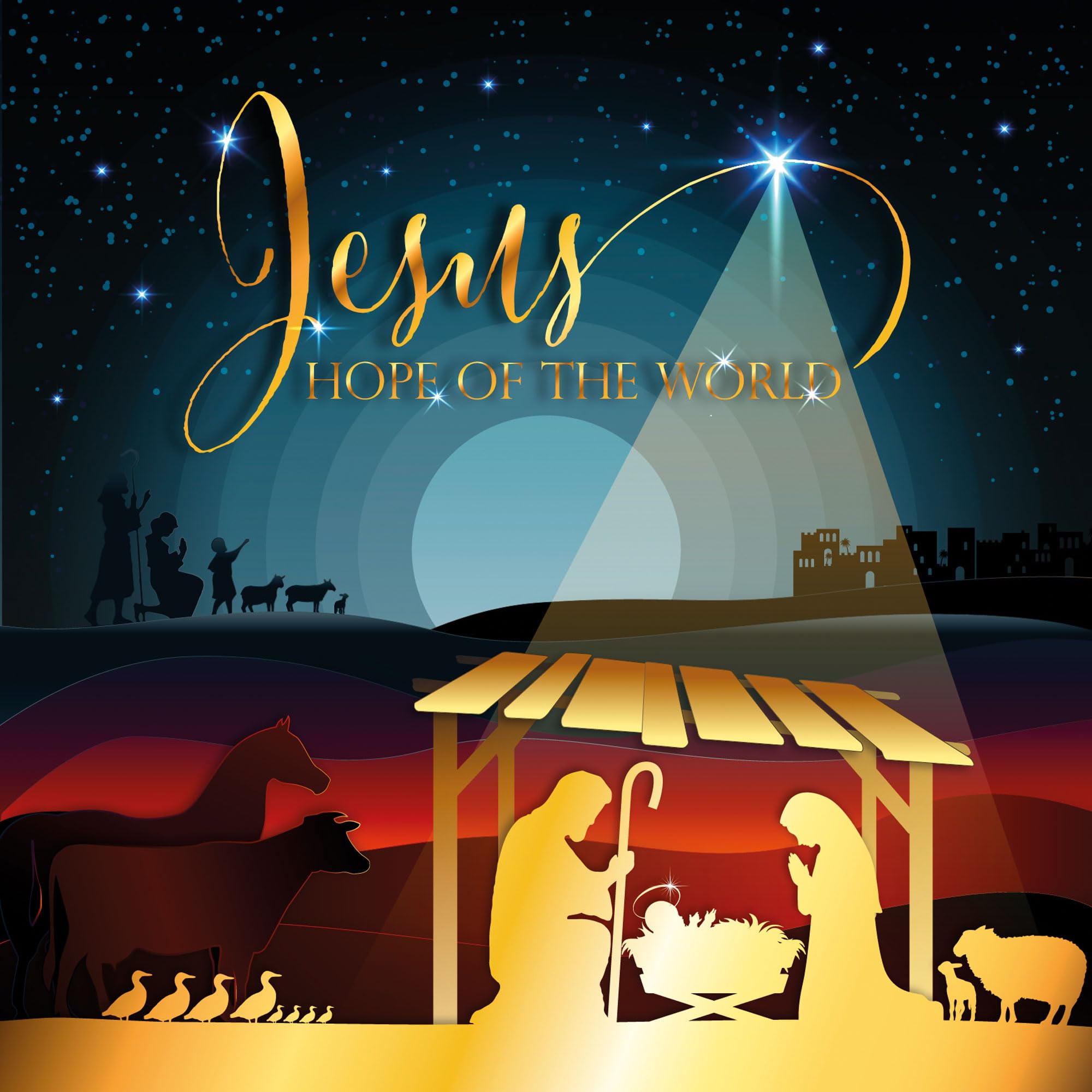 Christian Christmas cards, pack of 10 - Hope, with Bible verse Romans 15:13 inside these religious Christmas cards, by Just Cards Direct