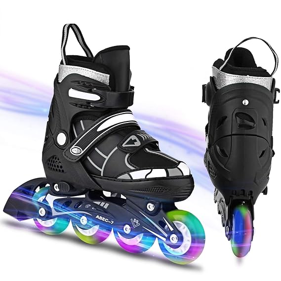 WeSkate Inline Skates Kinder/Erwachsene verstellbar mädchen/Jungen Inline Skates Rollschuhe PU Verschleißfeste Roller Skates 