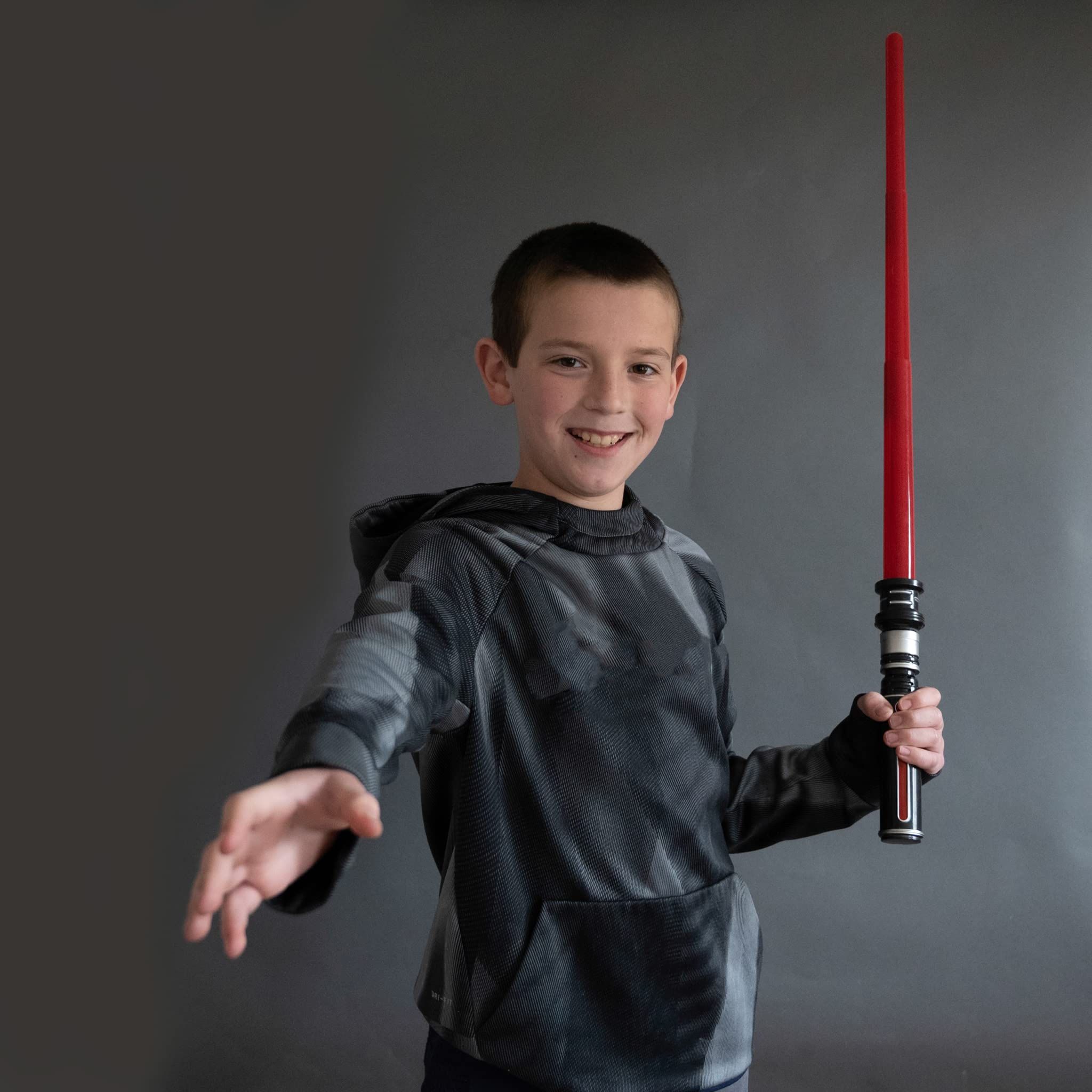 MewduMewdu Light up Saber Toy with Electronic Lights & FX Sound Effect for Kids and Adults, Red LED Light Expandable Saber Toy for Roleplay(Standalone)