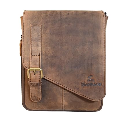 LEADERACHI Wax Hunter Leather Brown Messenger Bag