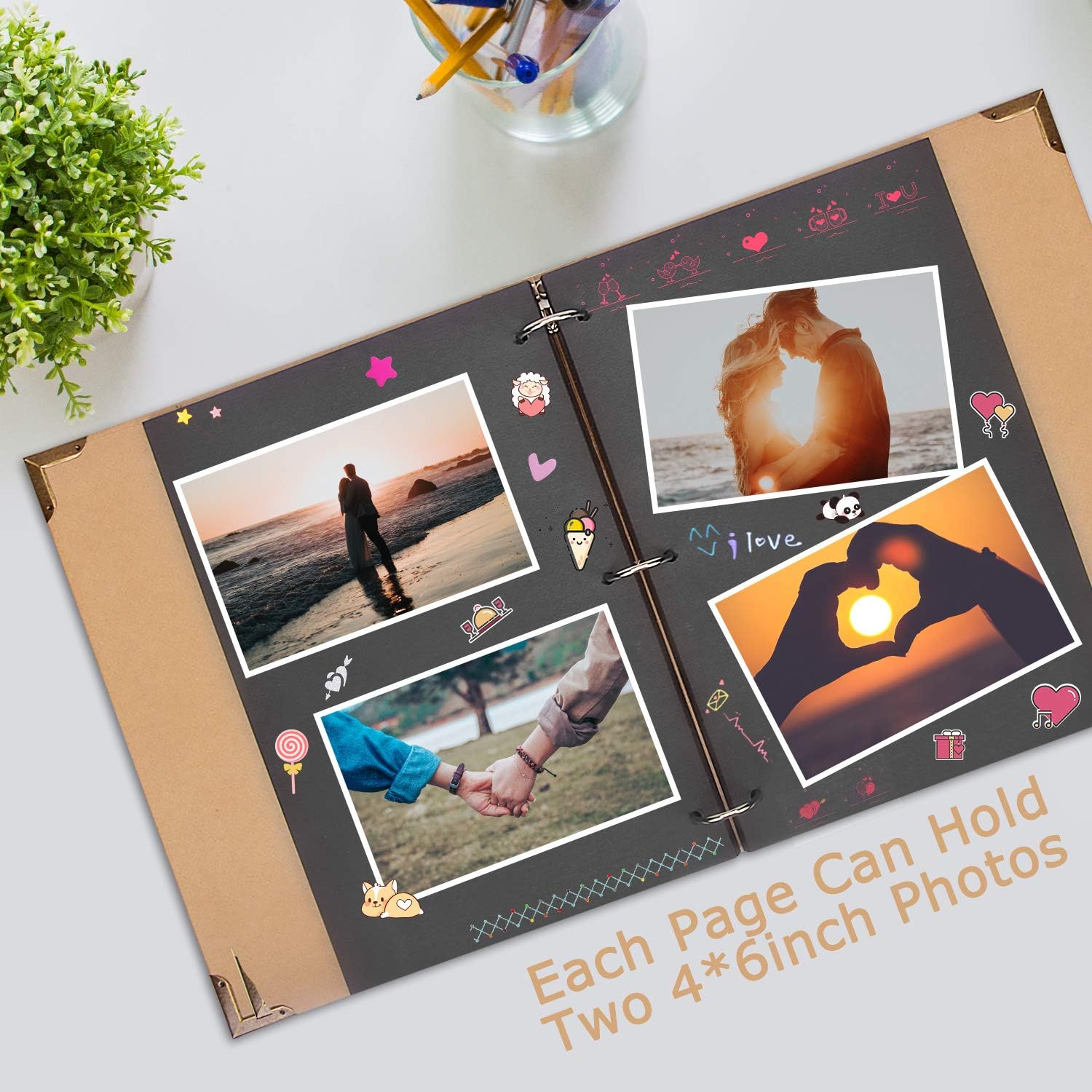 DIY Scrapbook Photo Album 8.5 x 11 Inch, Adkwse Hardcover 60 Pages Black Scrapbook Paper with Scrapbooking Kits Suitable for Anniversary, Travelling, Family, Graduation Gift