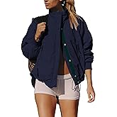 Tiko Miko Women's Winter Long Sleeve Zip Warm Coats Button-Down Stand Collar Lightweight Jacket Field Outwear