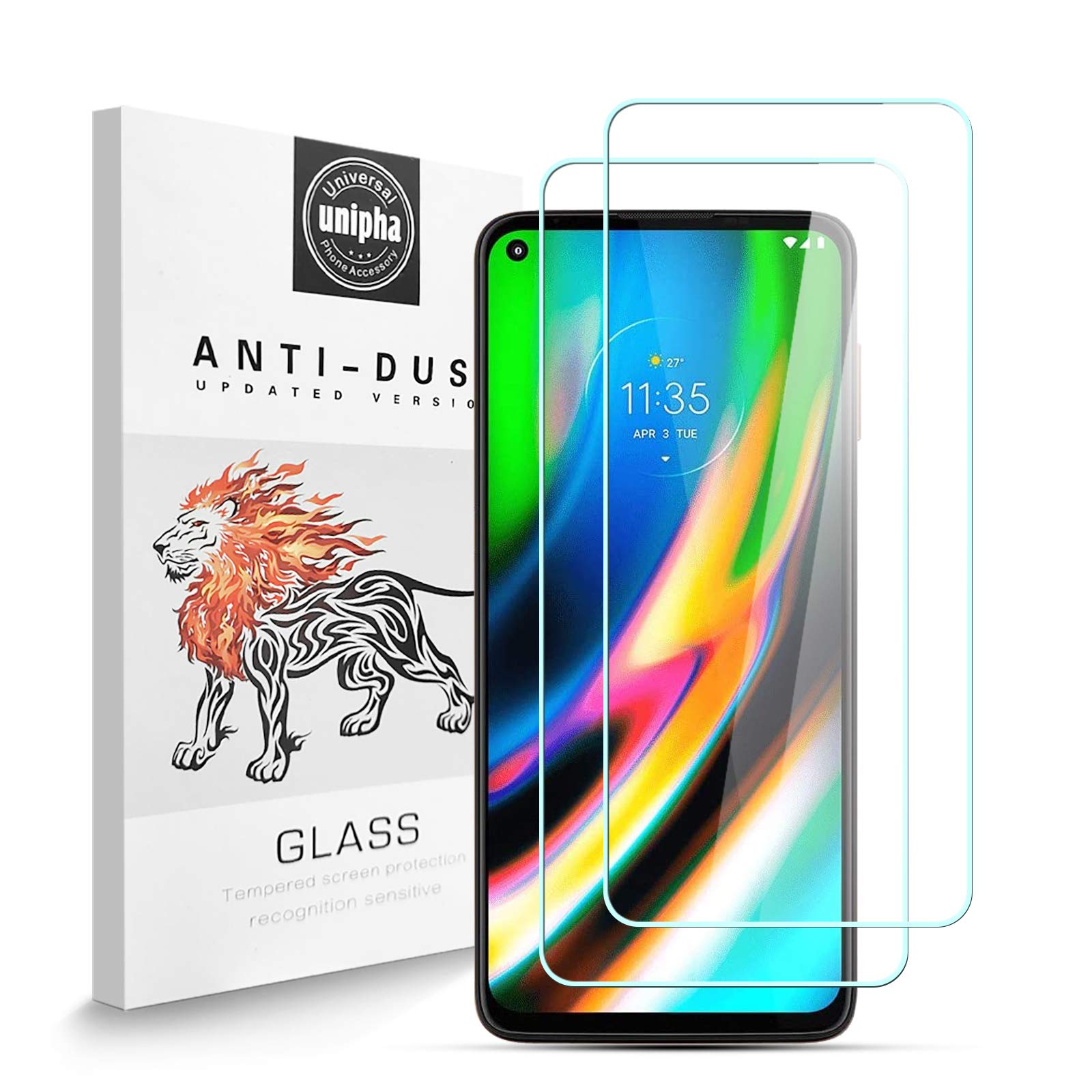 Zidwzidwei Screen Protector for Motorola Moto G9 Plus [2 Pack], 9H Hardness Tempered Glass, 2.5D High Definition Film, Bubble Free, Screen Protector Compatible with Motorola Moto G9 Plus