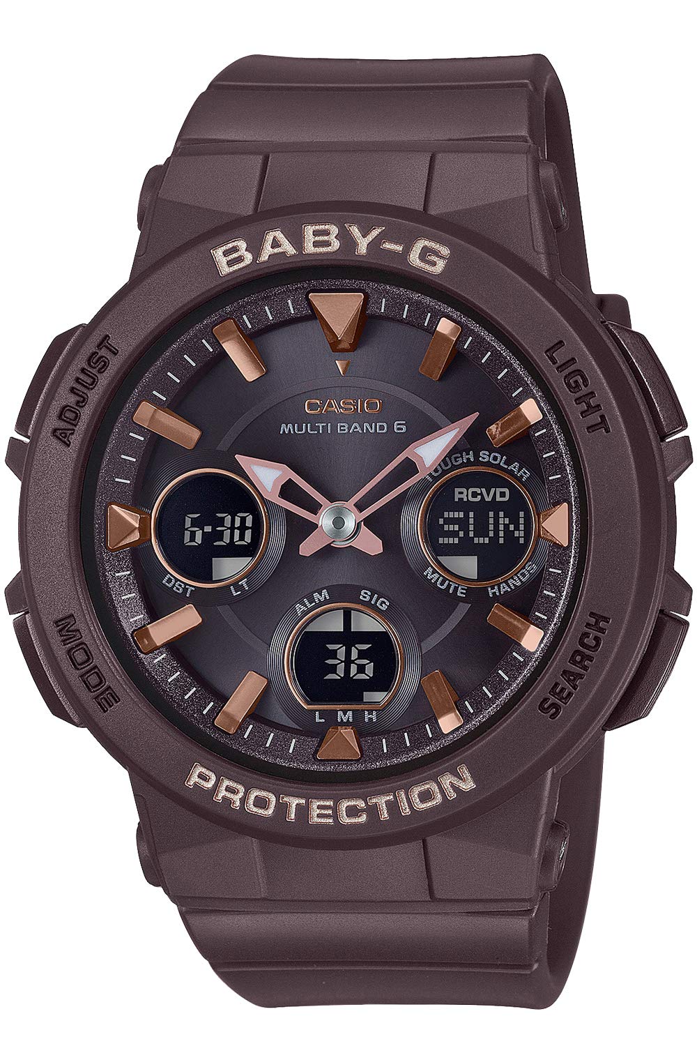 BABY-G(ベイビージー) Casio BGA-2500 Series Beach Traveller Watch, Braun, Wristwatch with shock resistant, radio wave solar