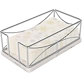 Livabber Guest Napkin Holder, Metal Bathroom Paper Hand Towel Storage Modern Napkin Tray Caddy for Countertop, Table Kitchen, Dinning Room (Chrome, Marble Base)