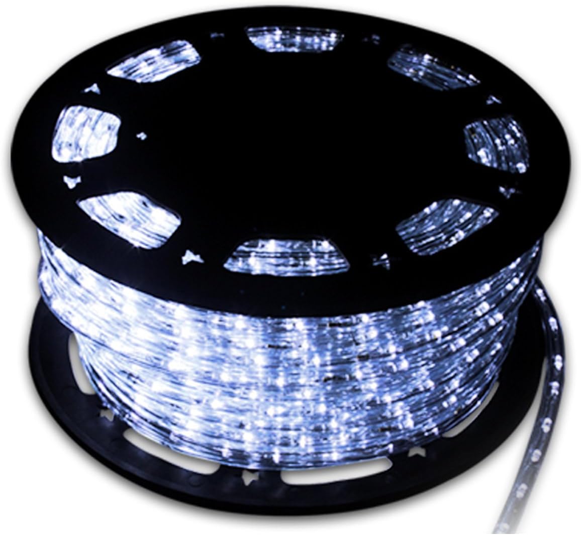 WALCUT 100Ft 1080 LEDs PVC LED Rope Light Home in/Outdoor Christmas Decorative Party Lighting Cool White