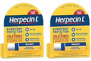 HERPECIN-L Herpecin L Lip Balm Stick with SPF30 and Lysine; Protects & Treats Cold Sores & Fever Blisters, Chapped Lips, 0.1oz - 2 Pack