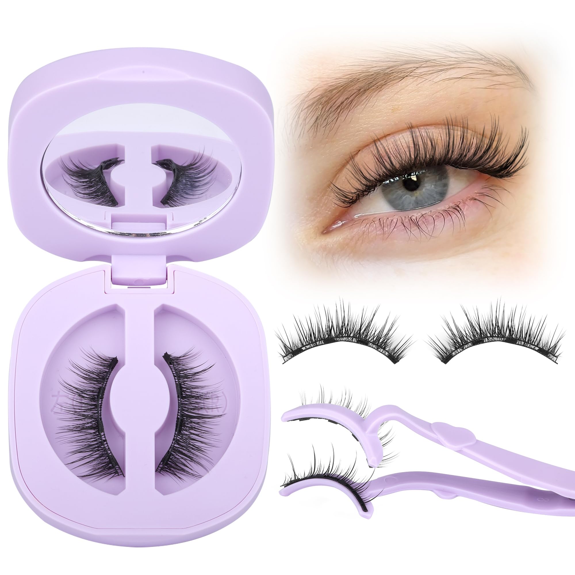 Photo 1 of Magnetic Eyelashes with Applicator Natural Look Magnetic Lashes with Applicator Wispy False Lashes with Magnets No Need Glue Reusable Lashes by Lanflower