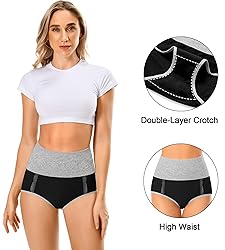 MISSWHO Black Cotton High Waisted Womens Underwear