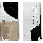 Foritho Black and White Kitchen Towels Set of 2, Bohemian Bathroom Kitchen Decor, Bohemian Art Drying Cloth Hand Tea Towels for Modern Bathroom Kitchen Decor, 16×24 Inches