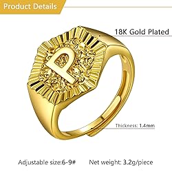 U7 Letter Ring for Women Gold Plated Open Wrap